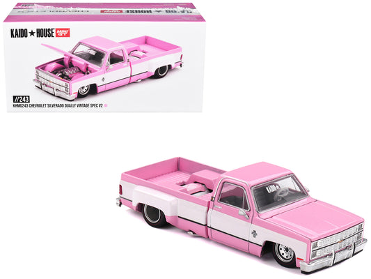 Chevrolet Silverado Dually Pickup Truck "Vintage Spec V2" Pink with White Sides (Designed