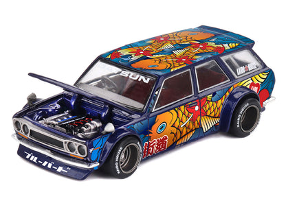Datsun Kaido 510 Wagon RHD (Right Hand Drive) "Koi Wagon V1" Blue with Koi Fish Graphics (Designed