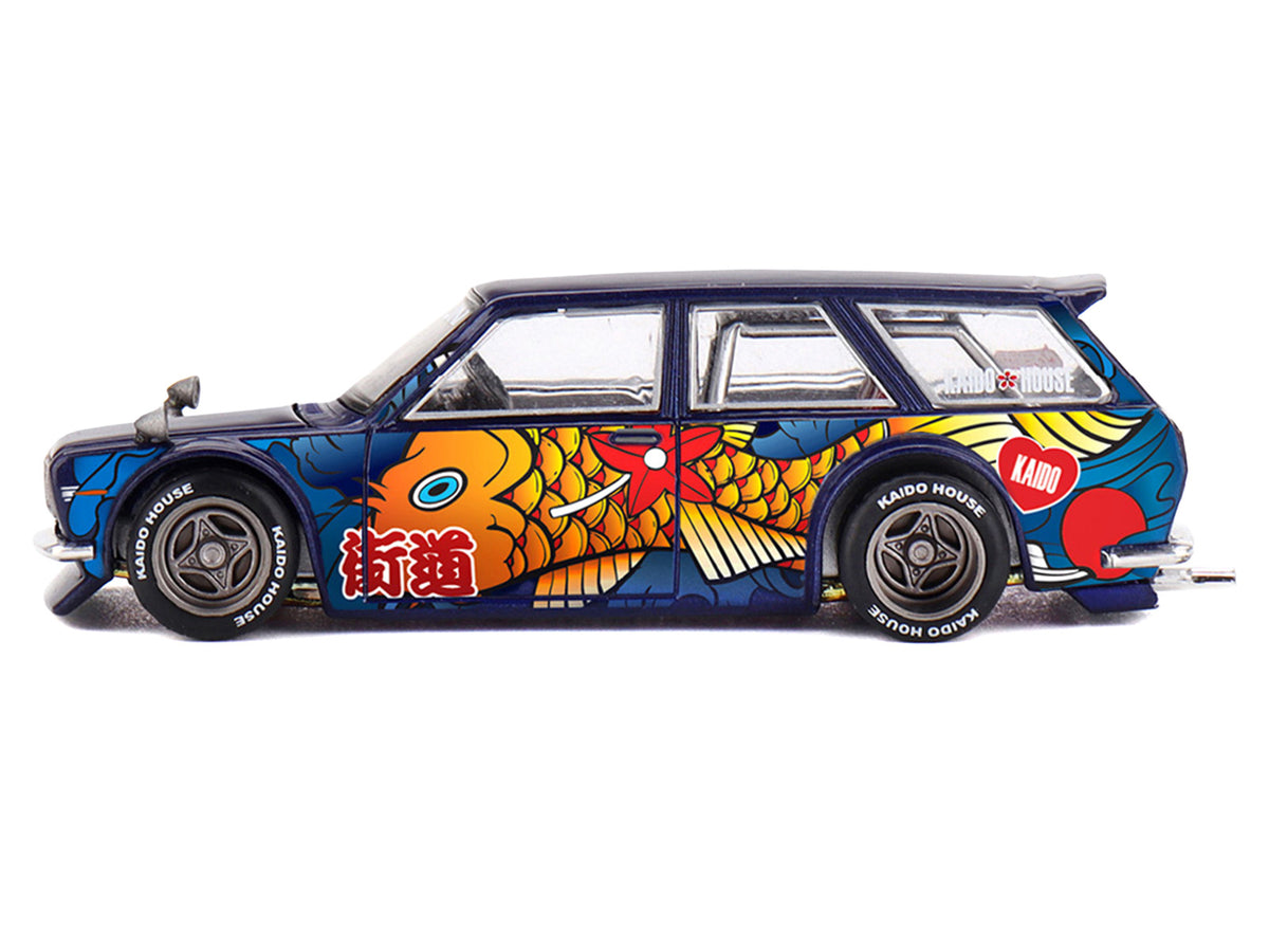 Datsun Kaido 510 Wagon RHD (Right Hand Drive) "Koi Wagon V1" Blue with Koi Fish Graphics (Designed