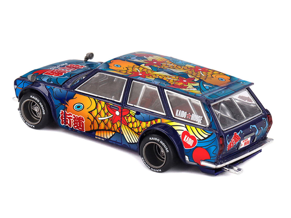 Datsun Kaido 510 Wagon RHD (Right Hand Drive) "Koi Wagon V1" Blue with Koi Fish Graphics (Designed