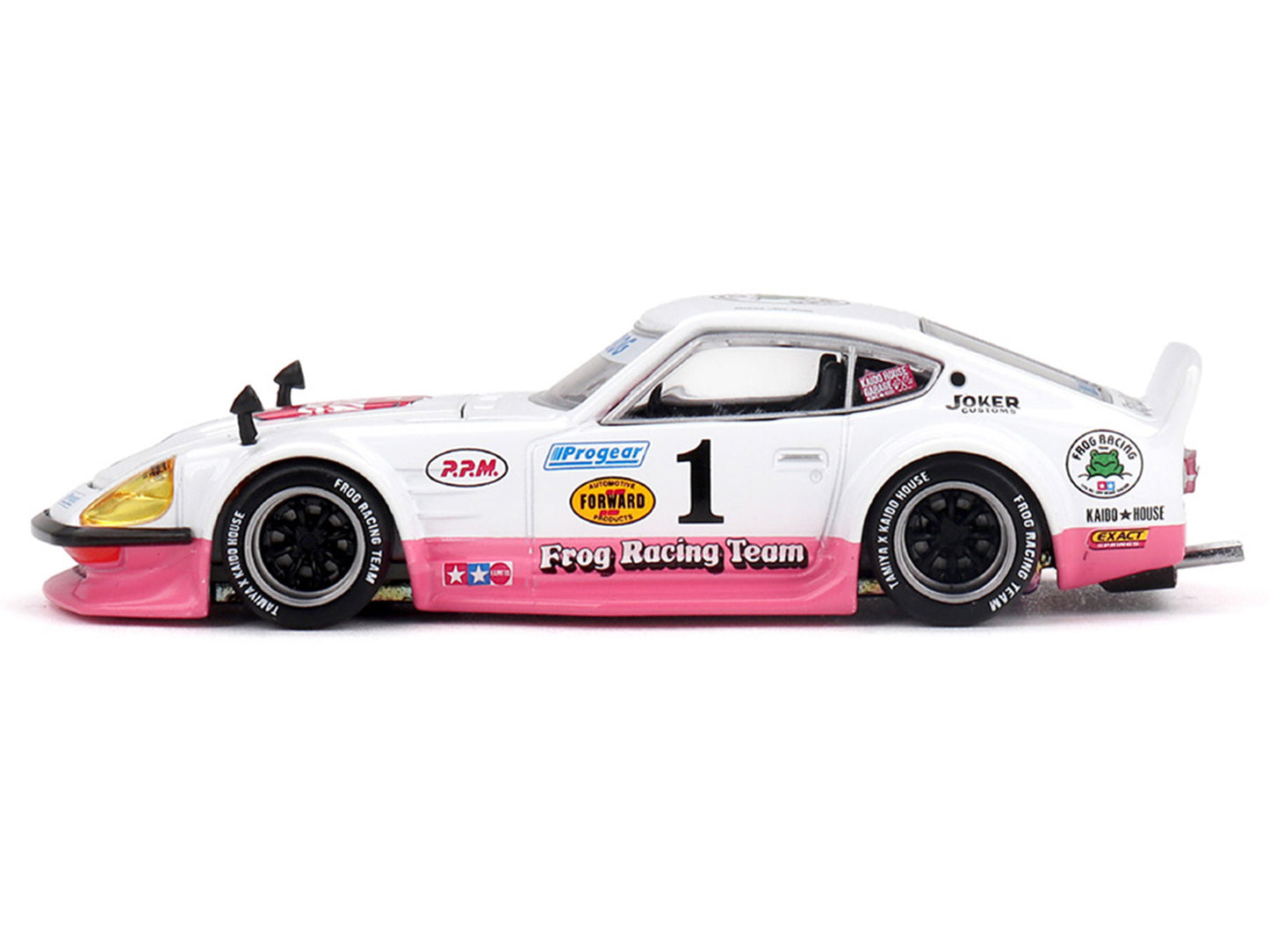Nissan Fairlady Z RHD (Right Hand Drive) #1 "Tamiya Racing - Frog Racing Team" White and Pink (Designed