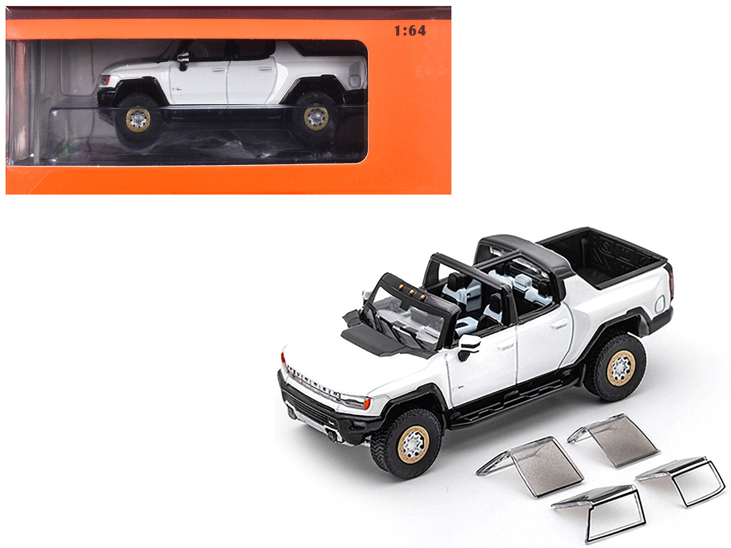 2022 GMC Hummer EV Pickup Truck White 1/64 Diecast Model Car