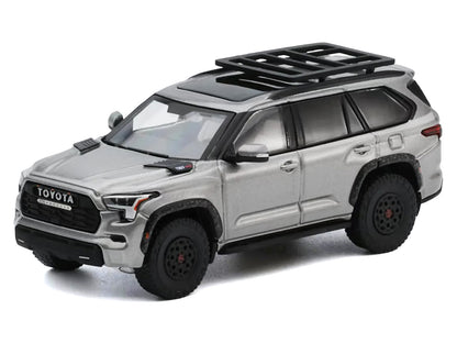 Toyota Sequoia TRD PRO Silver Metallic with Roof Rack 1/64 Diecast Model Car