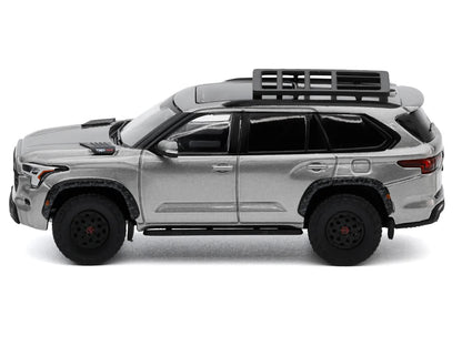 Toyota Sequoia TRD PRO Silver Metallic with Roof Rack 1/64 Diecast Model Car