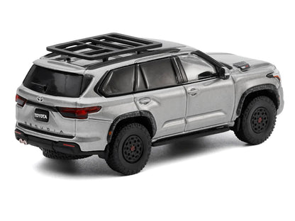 Toyota Sequoia TRD PRO Silver Metallic with Roof Rack 1/64 Diecast Model Car