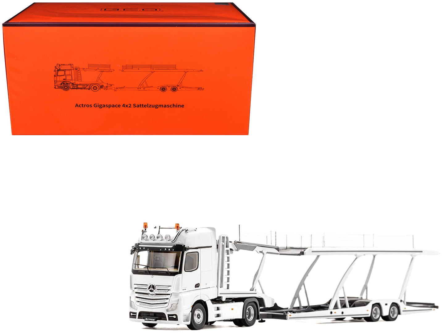 Mercedes-Benz Actros Auto Transporter White 1/64 Diecast Model