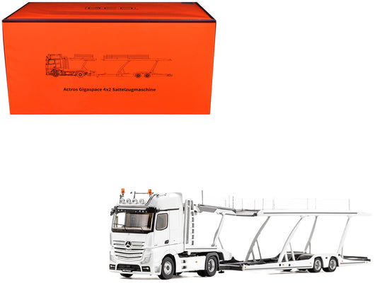 Mercedes-Benz Actros Auto Transporter White 1/64 Diecast Model