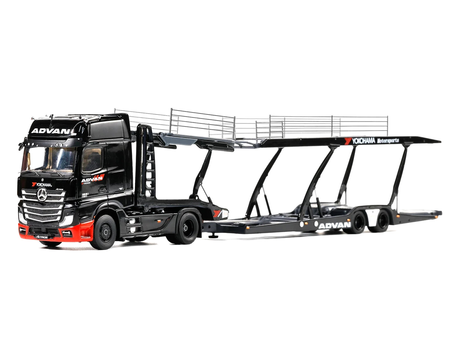 Mercedes-Benz Actros Gigaspace Auto Transporter "ADVAN Yokohama" Black 1/64 Diecast Model