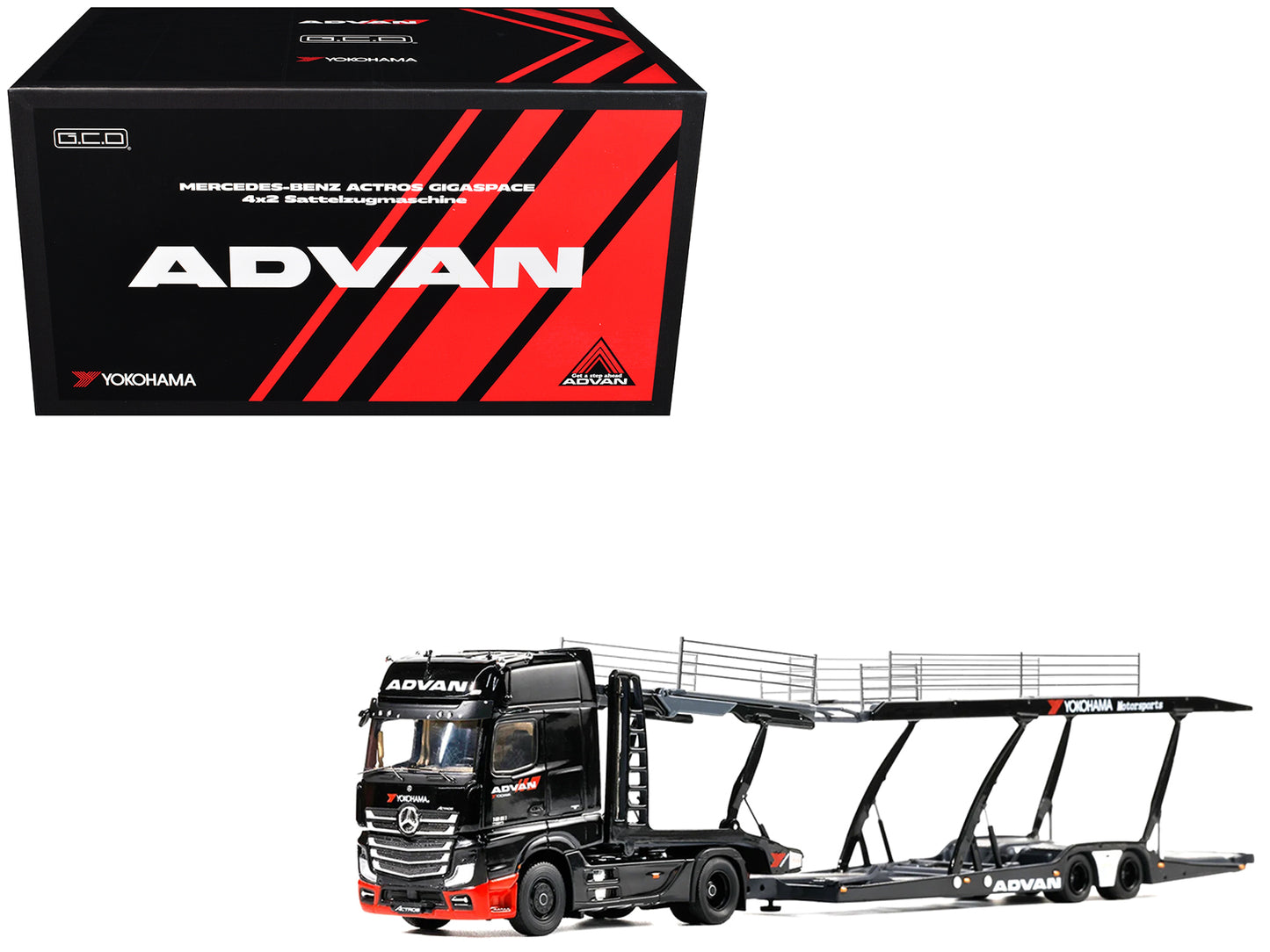 Mercedes-Benz Actros Gigaspace Auto Transporter "ADVAN Yokohama" Black 1/64 Diecast Model