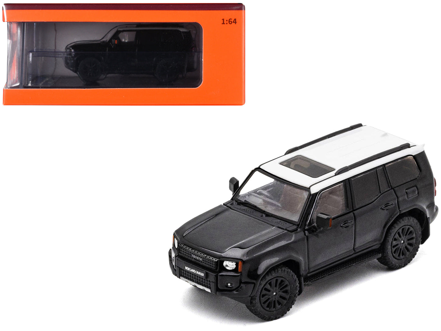 Toyota Land Cruiser Prado 250 Black with White Top 1/64 Diecast Model Car