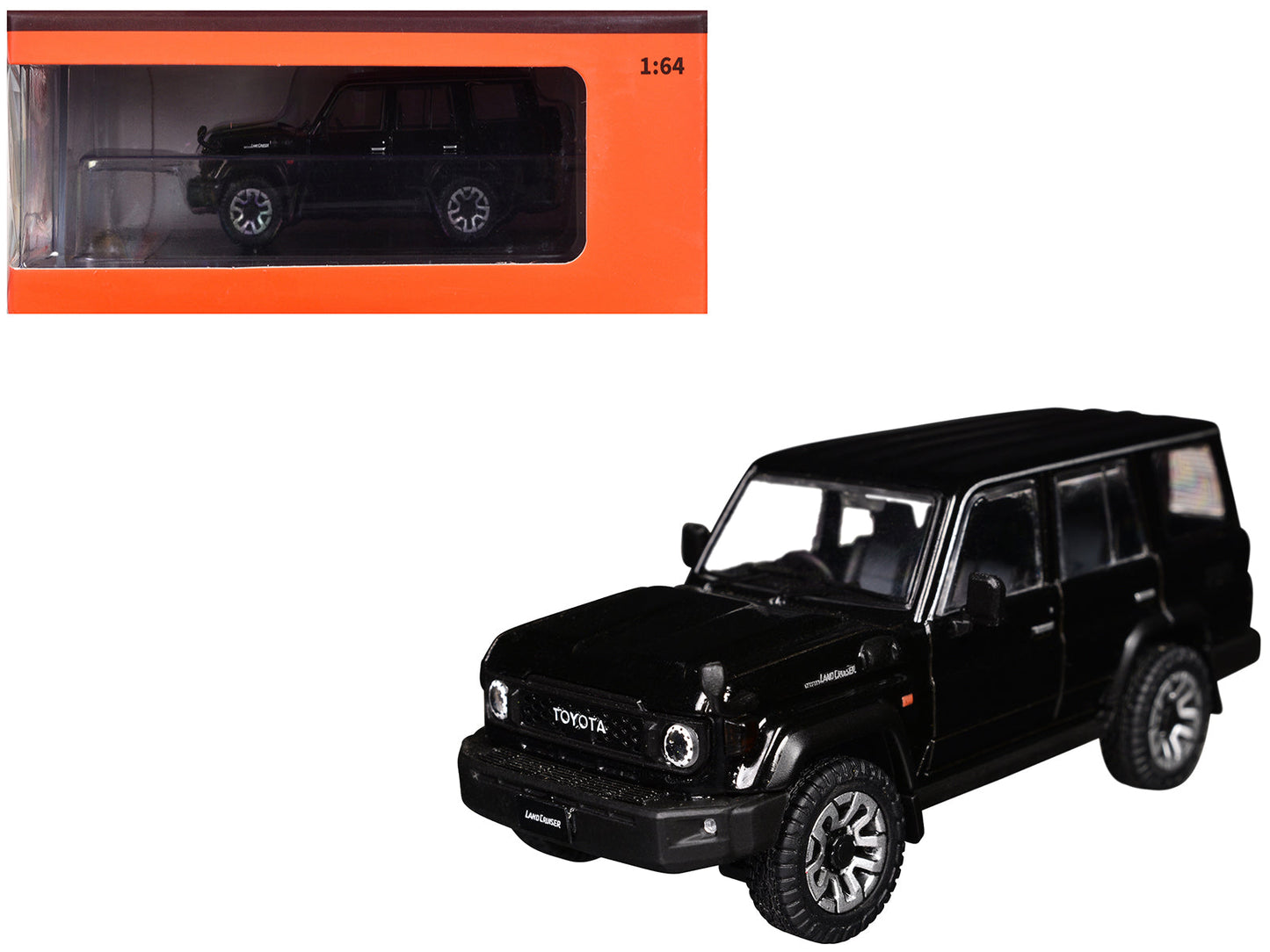 Toyota Land Cruiser (J76) RHD (Right Hand Drive) Black 1/64 Diecast Model Car
