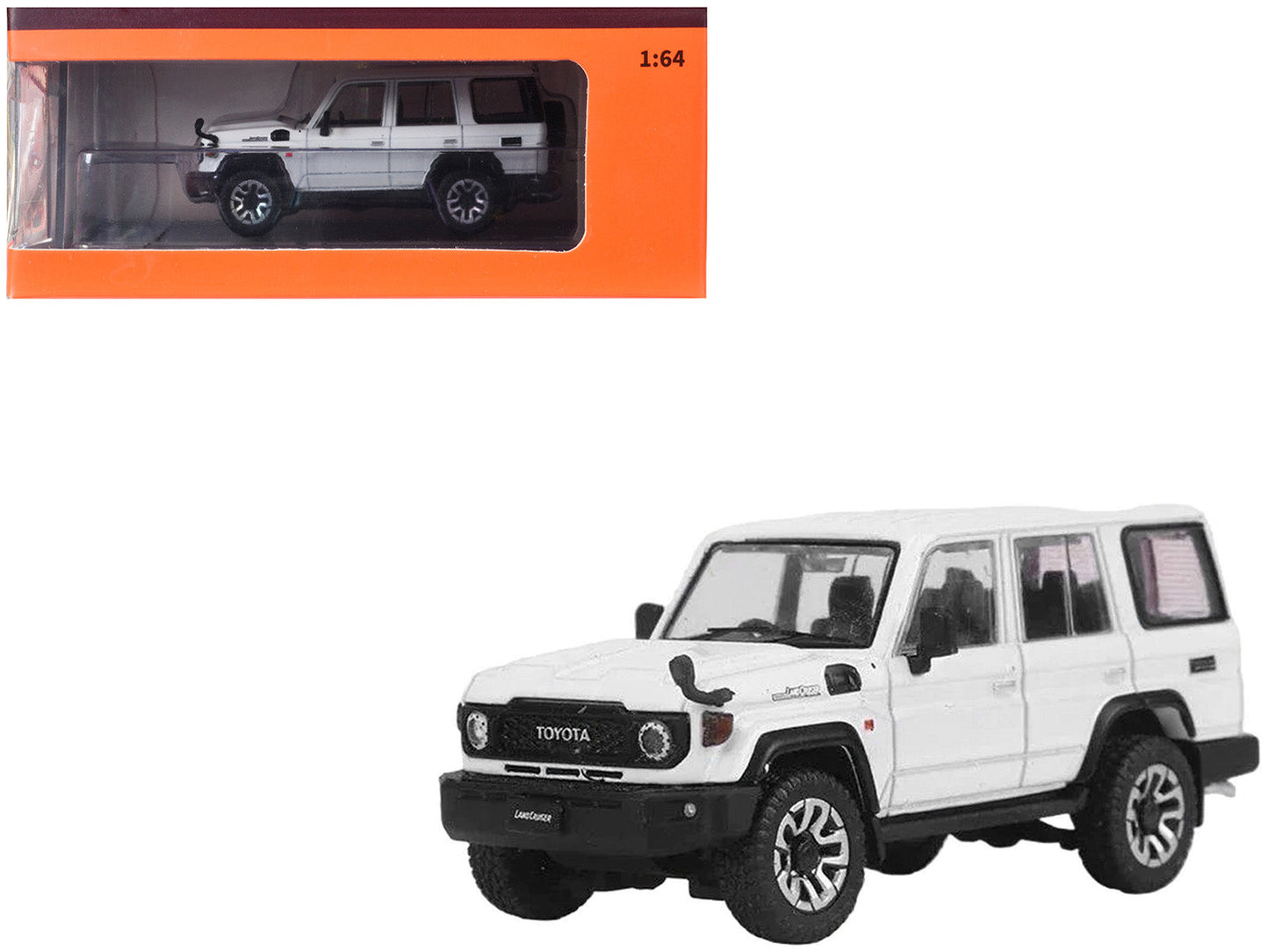 Toyota Land Cruiser (J76) RHD (Right Hand Drive) White 1/64 Diecast Model Car