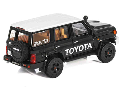 Toyota Land Cruiser (J76) Black with Silver Metallic Top 1/64 Diecast Model Car