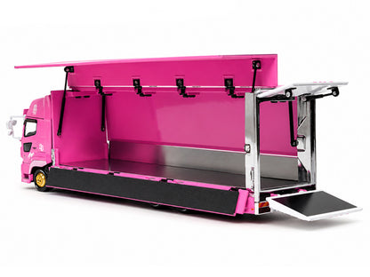 Hino 700 Transporter RHD (Right Hand Drive) "LB-Trucks - Kayano_Distr." Pink Metallic with Graphics 1/64 Diecast Model