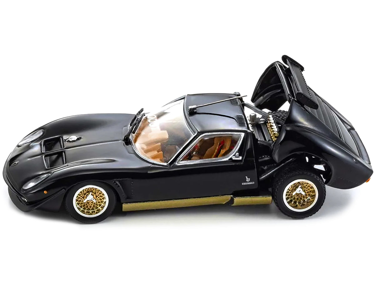 Lamborghini Miura SVR Black with Gold Accents and Wheels 1/43 Diecast Model Car