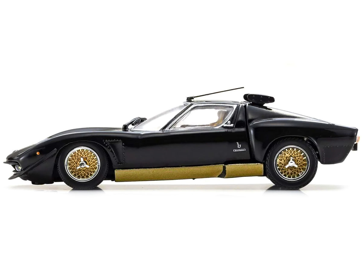 Lamborghini Miura SVR Black with Gold Accents and Wheels 1/43 Diecast Model Car