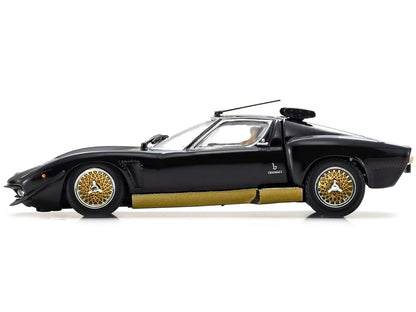 Lamborghini Miura SVR Black with Gold Accents and Wheels 1/43 Diecast Model Car