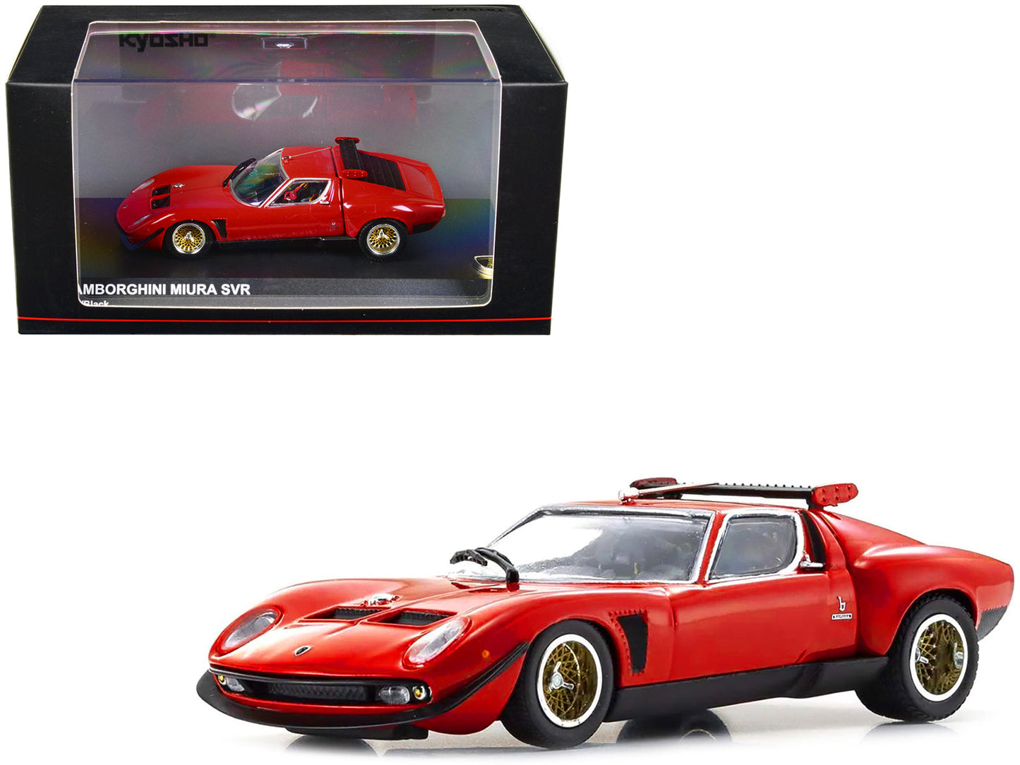 Lamborghini Miura SVR Red with Black Accents and Gold Wheels 1/43 Diecast Model Car