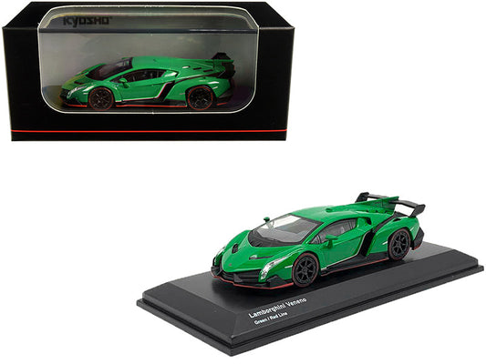 Lamborghini Veneno Green with Red Line 1/64 Diecast Model Car
