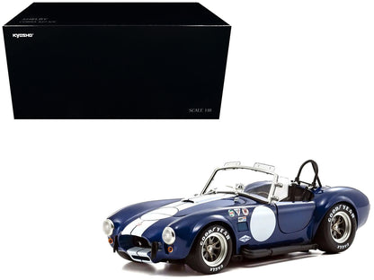 Shelby Cobra 427 S/C Blue with White Stripes and Race Graphics 1/18 Diecast Model Car