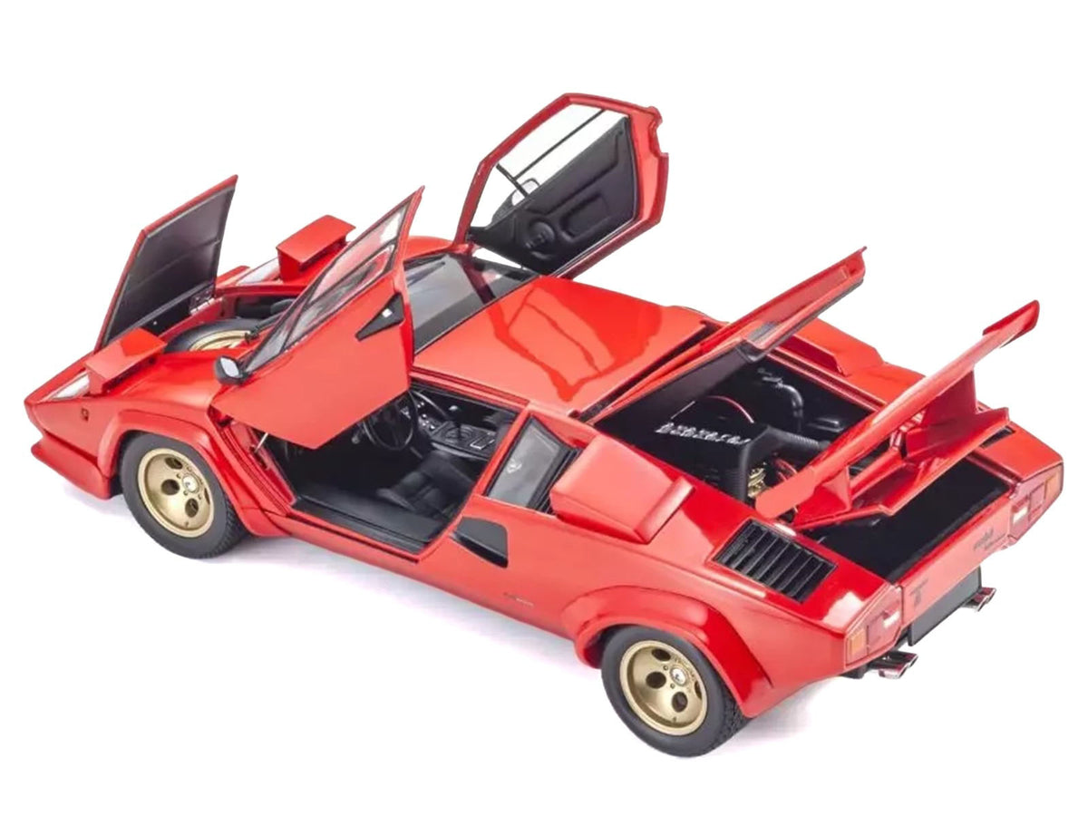 Lamborghini Countach LP 5000 Quattrovalvole Red with Gold Wheels 1/18 Diecast Model Car
