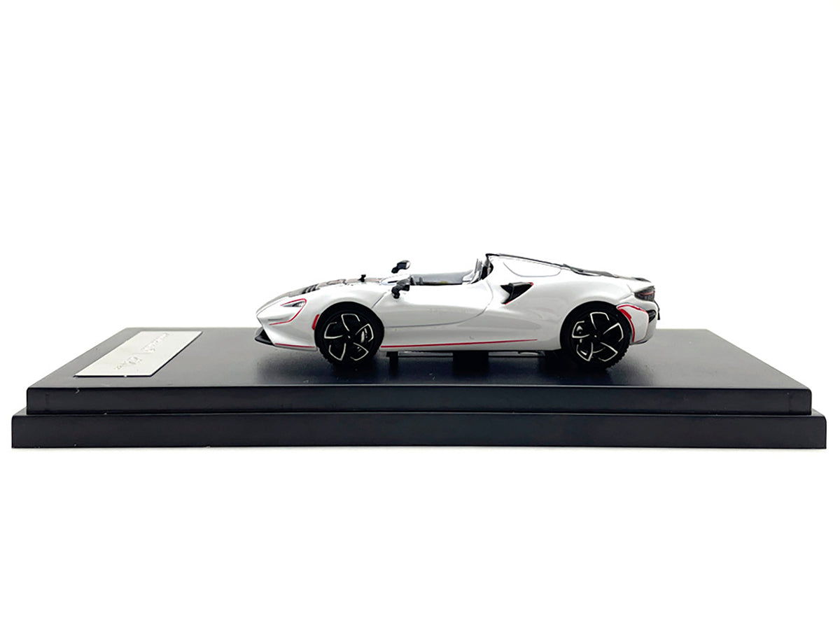 McLaren Elva Convertible White with Carbon and Red Stripes 1/64 Diecast Model Car