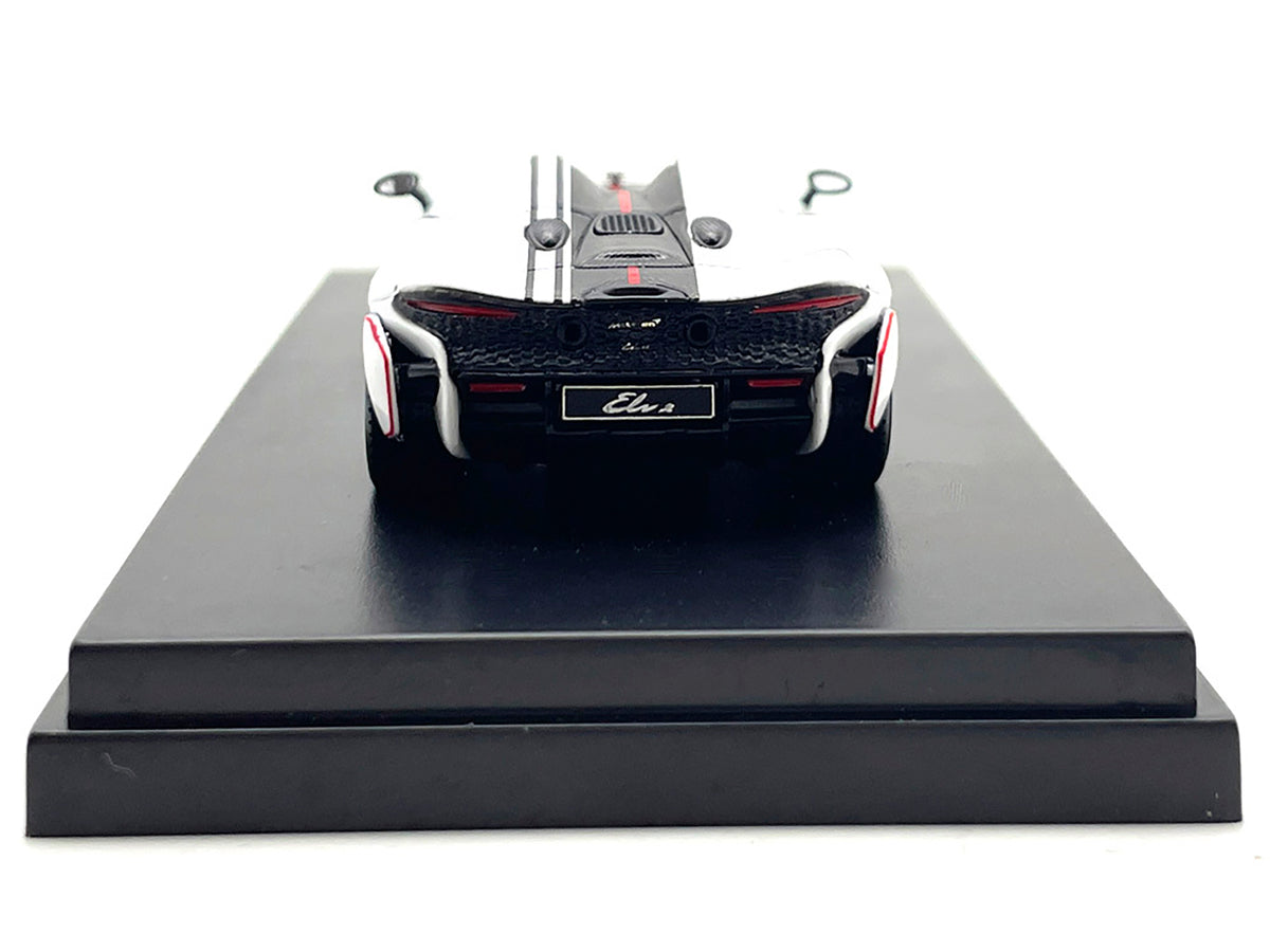 McLaren Elva Convertible White with Carbon and Red Stripes 1/64 Diecast Model Car