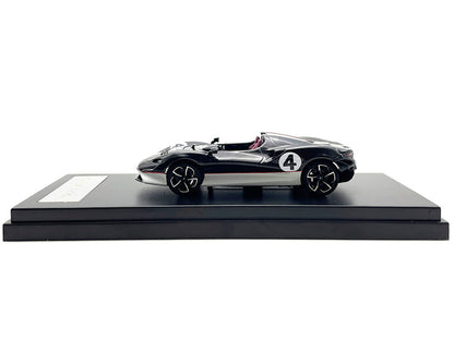 McLaren Elva Convertible #4 Carbon Black with White and Red Stripes 1/64 Diecast Model Car