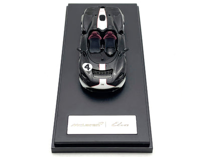 McLaren Elva Convertible #4 Carbon Black with White and Red Stripes 1/64 Diecast Model Car