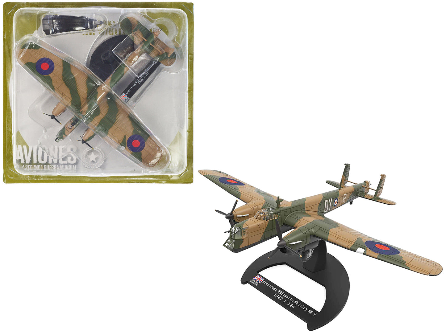 Armstrong Whitworth Whitley Mk.V Bomber Aircraft "No. 102 Squadron RAF Driffield" Royal Air Force (1940) "Planes of World War II" Series 1/144 Diecast Model Airplane