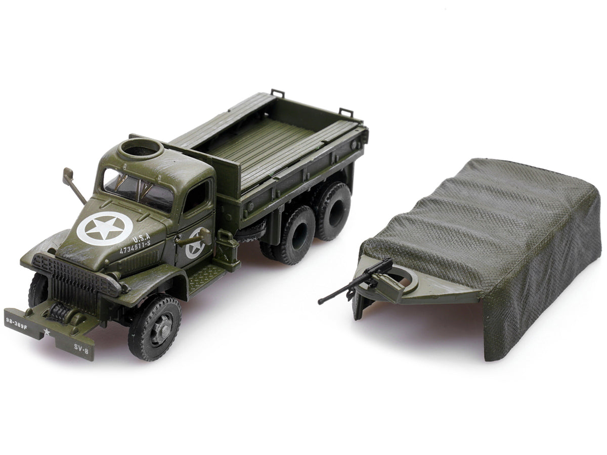 GMC CCKW 353 Truck With Mounted Gun Olive Drab "4734511-S" US Army World War II 1/72 Diecast Model