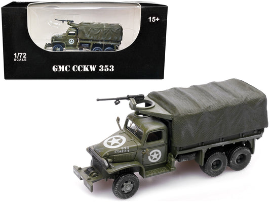 GMC CCKW 353 Truck With Mounted Gun Olive Drab "4734511-S" US Army World War II 1/72 Diecast Model