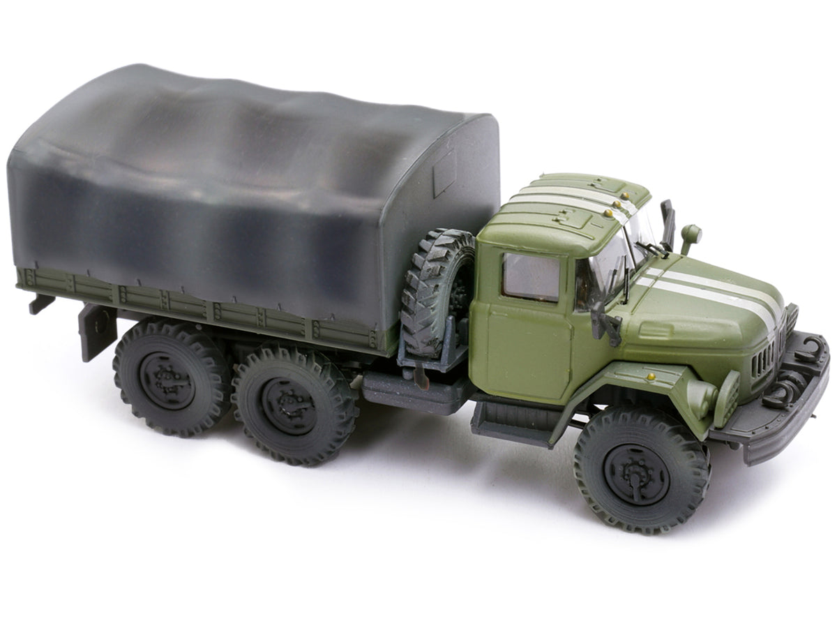 ZIL 131 Cargo Truck Green with White Stripes "Ukrainian Ground Forces" 1/72 Diecast Model