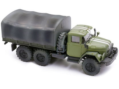 ZIL 131 Cargo Truck Green with White Stripes "Ukrainian Ground Forces" 1/72 Diecast Model