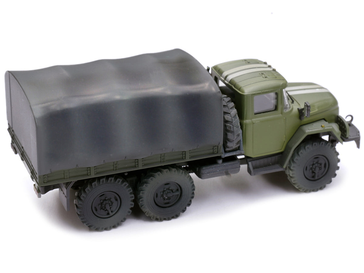 ZIL 131 Cargo Truck Green with White Stripes "Ukrainian Ground Forces" 1/72 Diecast Model