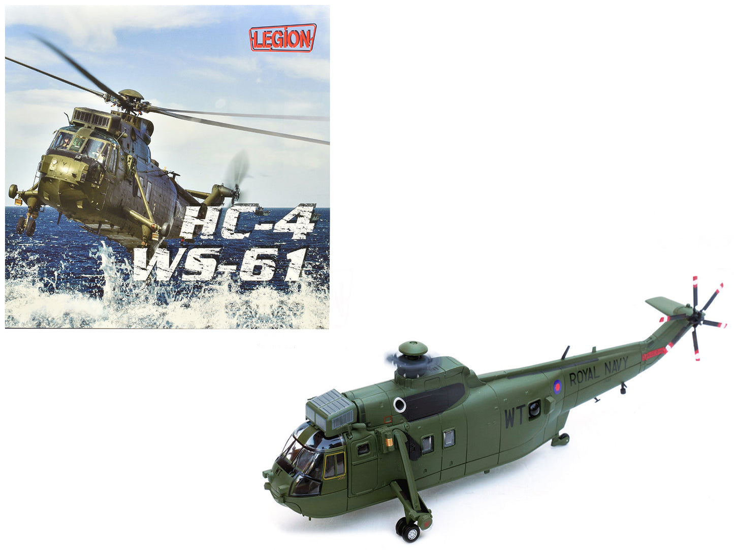 Westland Sea King HC.4 Helicopter "Green Livery 848 Naval Air Squadron Commando Helicopter Force Royal Naval Air Station Yeovilton Somerset" (2009) British Royal Navy 1/72 Diecast Model