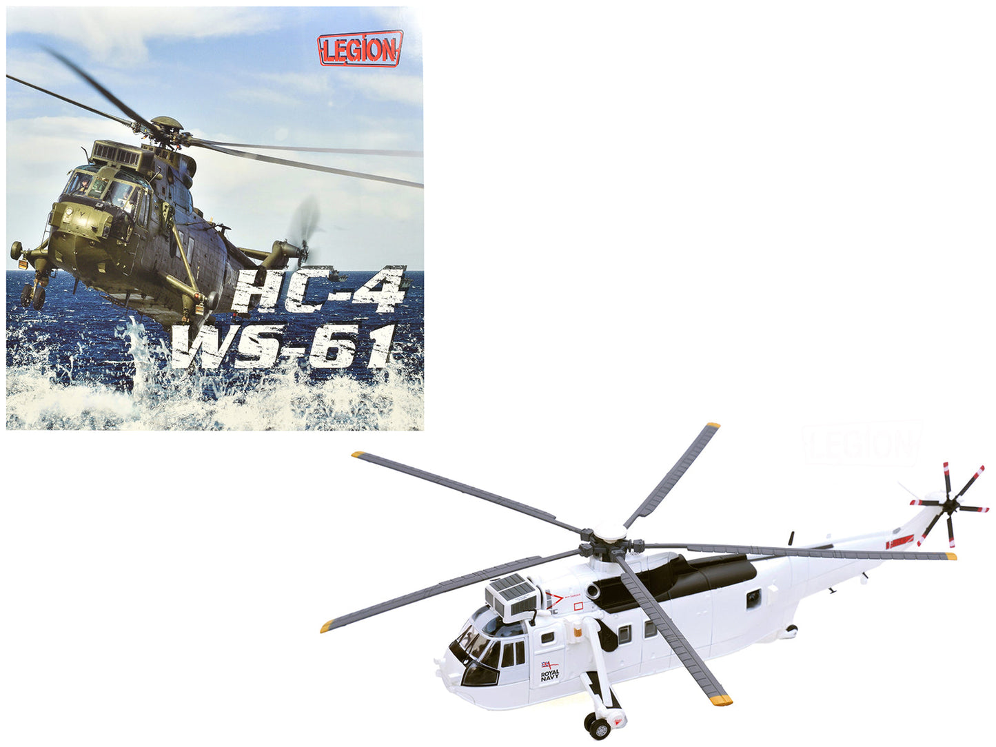 Westland Sea King HC.4 Helicopter "White Livery 845 Naval Air Squadron United Nations Protection Force Bosnia/Croatia" (1995) British Royal Navy 1/72 Diecast Model