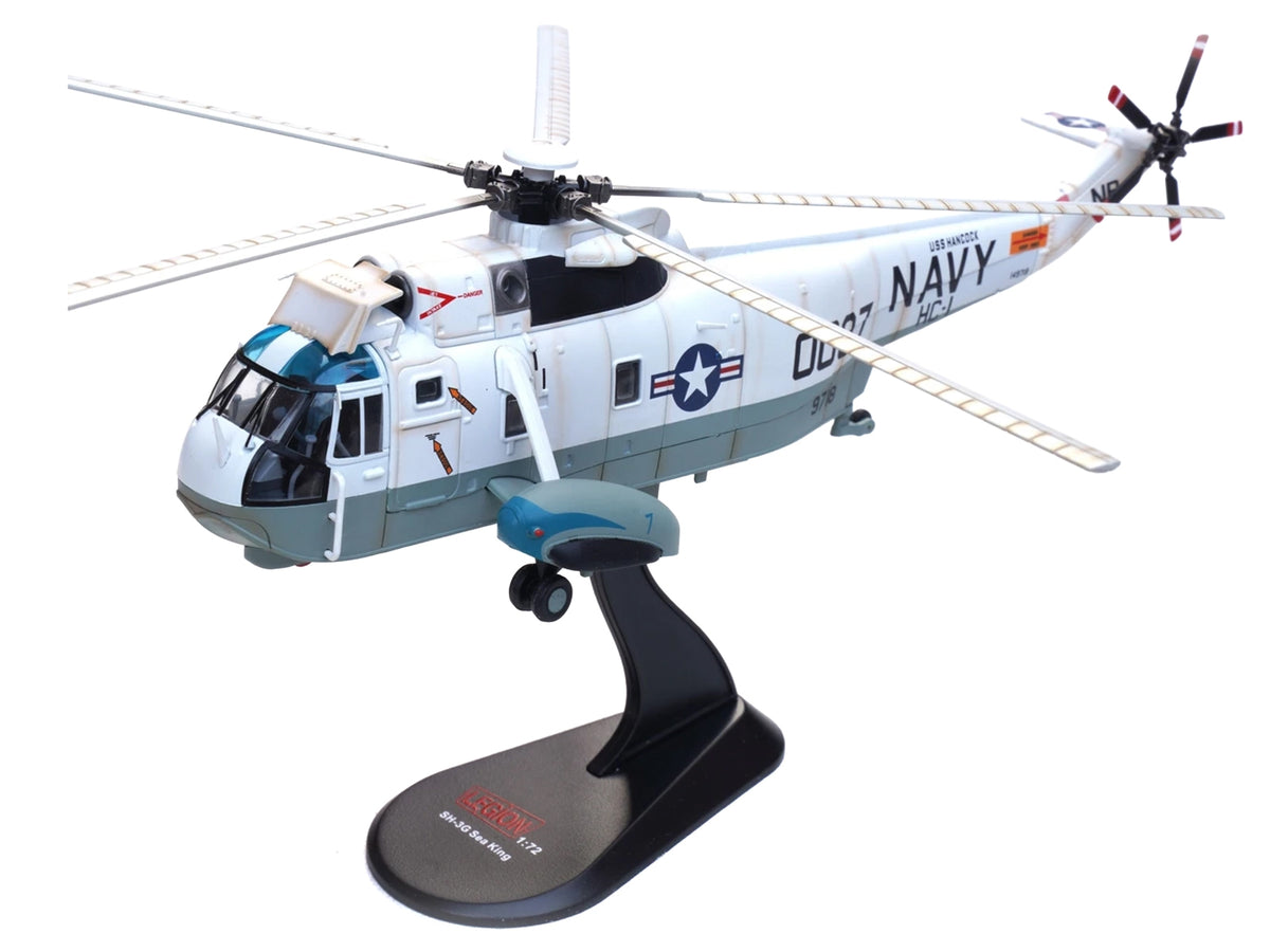 Sikorsky SH-3G Sea King Helicopter "149718-NF 0037 Helicopter Combat Support Squadron 1 (HC-1) Fleet Angels USS Hancock (CVA-19)" (1970s) United States Navy 1/72 Diecast Model