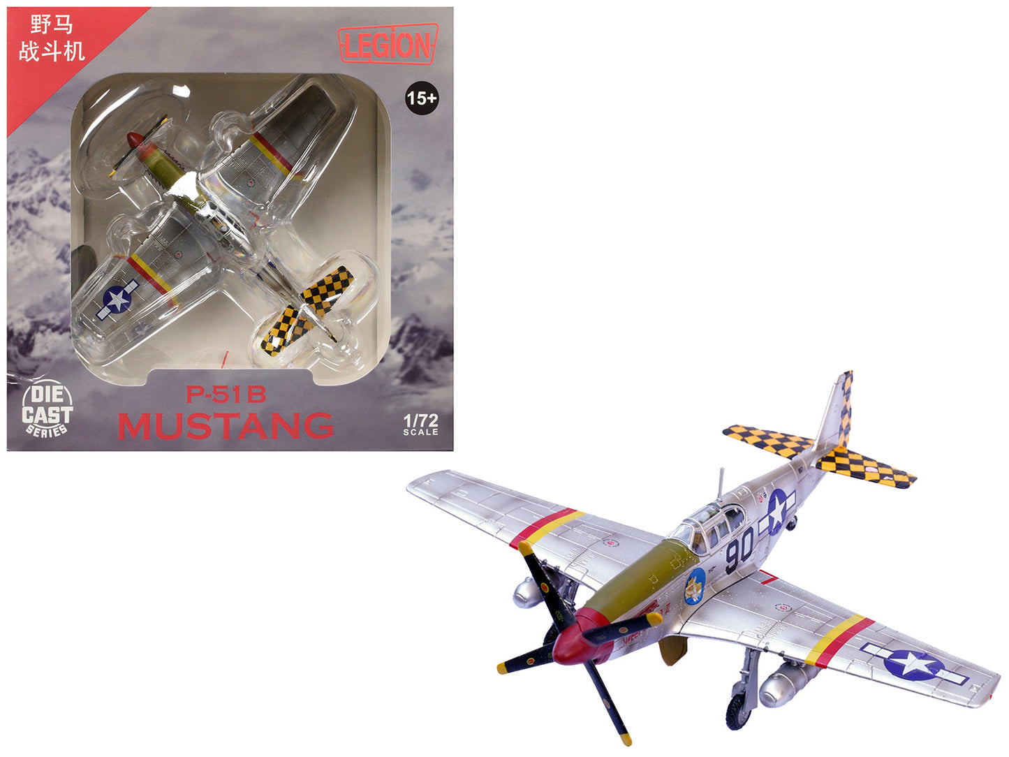 North American P-51B Mustang Aircraft "Sweet Clara II 319th Fighter Squadron 325th Fighter Group" (1944) United States Army Air Forces 1/72 Diecast Model Airplane