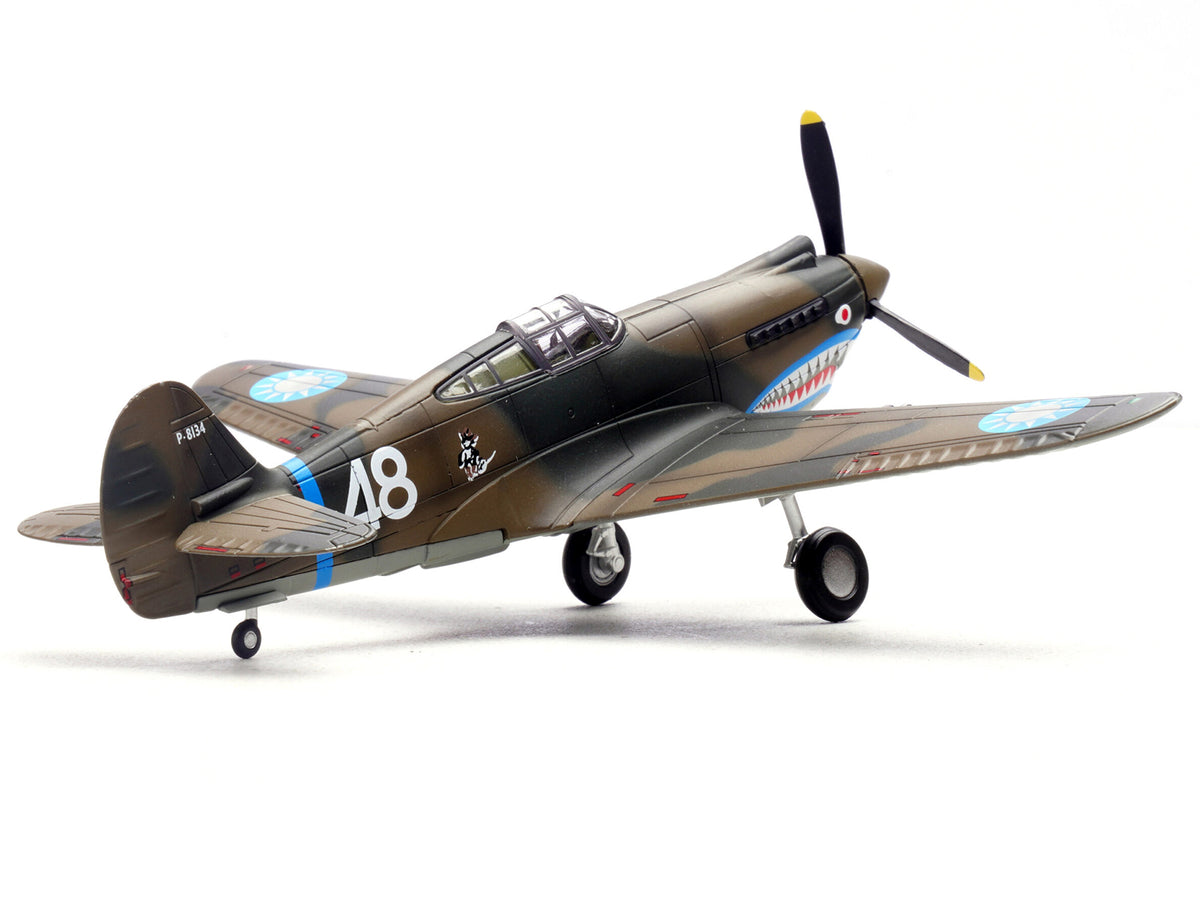 Curtiss P-40B/C Warhawk Fighter Aircraft "White 48 David Lee 'Tex' Hill 2nd Squadron Panda Bears Chinese Air Force Burma" (1942) 1st American Volunteer Group 1/72 Diecast Model Airplane