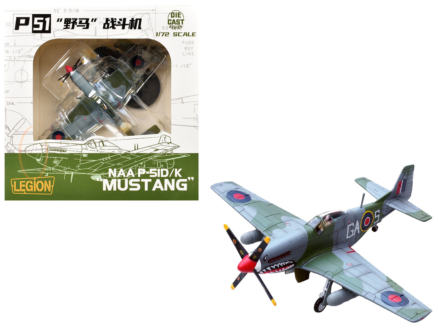 North American Mustang Mk.IV Aircraft "KH774 F/L Ellis Blanchford No. 112 'Shark' Squadron 239 Wing Italy" (1945) Royal Air Force 1/72 Diecast Model Airplane