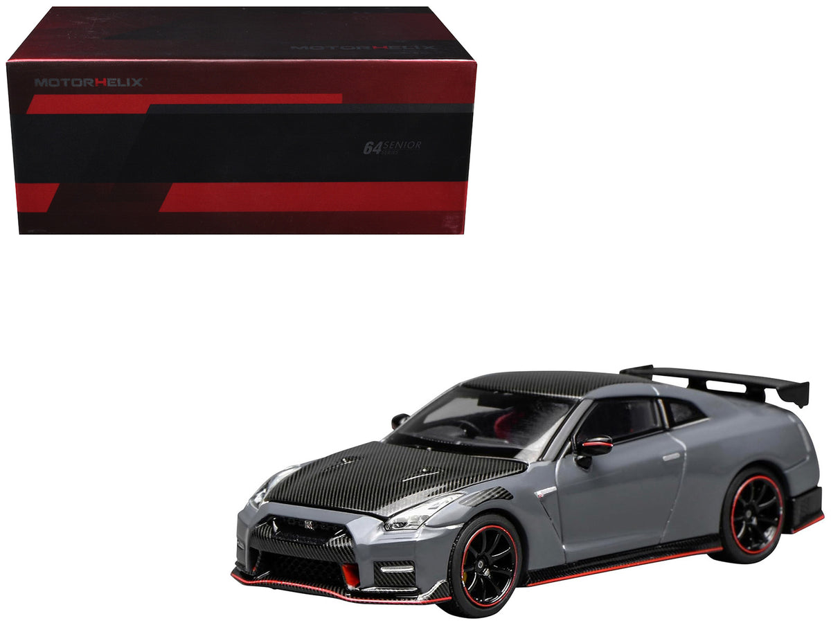 2022 Nissan GT-R Nismo (R35) RHD (Right Hand Drive) Stealth Gray with Carbon Hood and Top "Senior 64" Series 1/64 Diecast Model Car