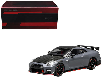 2022 Nissan GT-R Nismo (R35) RHD (Right Hand Drive) Stealth Gray with Carbon Hood and Top "Senior 64" Series 1/64 Diecast Model Car