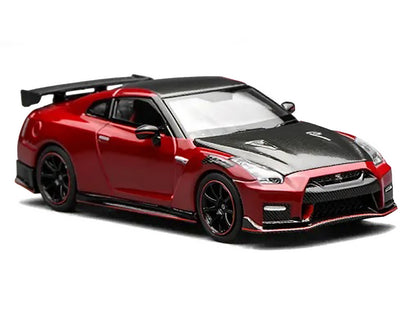 2022 Nissan GT-R Nismo (R35) RHD (Right Hand Drive) Vibrant Red with Carbon Hood and Top "Senior 64" Series 1/64 Diecast Model Car