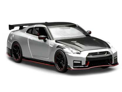 2022 Nissan GT-R Nismo (R35) RHD (Right Hand Drive) Ultimate Metal Silver Metallic with Carbon Hood and Top "Senior 64" Series 1/64 Diecast Model Car
