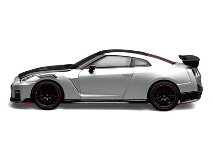 2022 Nissan GT-R Nismo (R35) RHD (Right Hand Drive) Ultimate Metal Silver Metallic with Carbon Hood and Top "Senior 64" Series 1/64 Diecast Model Car