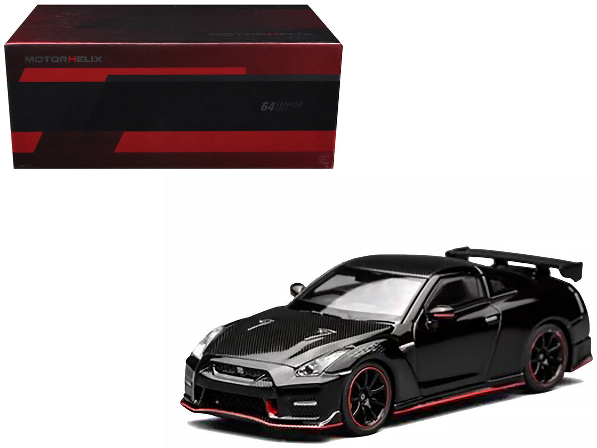 2022 Nissan GT-R Nismo (R35) RHD (Right Hand Drive) Meteor Flake Black Pearl with Carbon Hood and Top "Senior 64" Series 1/64 Diecast Model Car