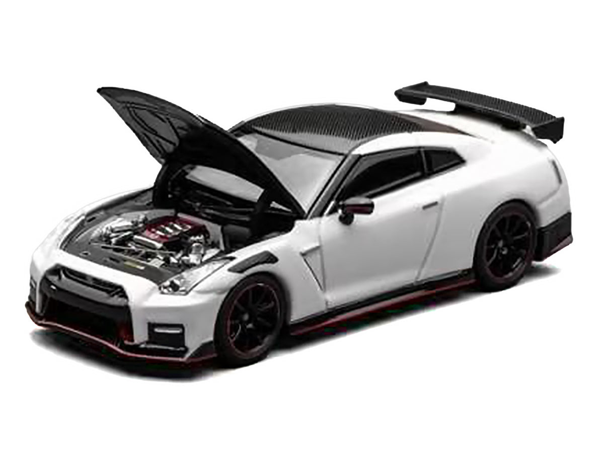 2022 Nissan GT-R Nismo (R35) RHD (Right Hand Drive) Brilliant White Pearl with Carbon Hood and Top "Senior 64" Series 1/64 Diecast Model Car