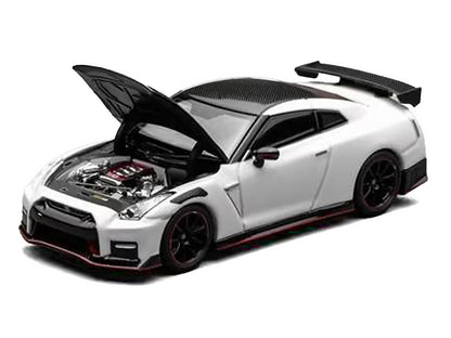 2022 Nissan GT-R Nismo (R35) RHD (Right Hand Drive) Brilliant White Pearl with Carbon Hood and Top "Senior 64" Series 1/64 Diecast Model Car