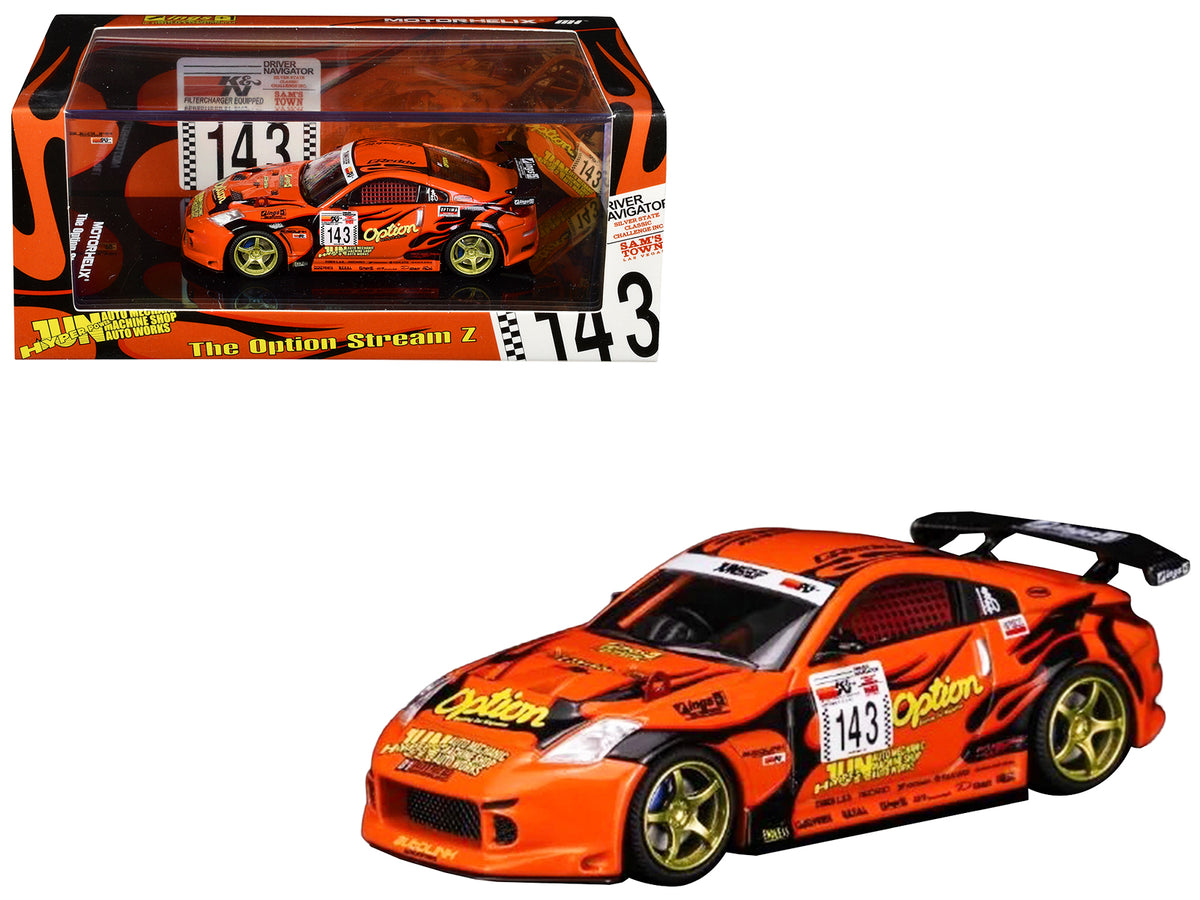 Nissan Fairlady Z RHD (Right Hand Drive) #143 "Option Stream Z" Orange with Graphics 1/64 Diecast Model Car